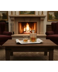 Vassoio artigianale in metallo verniciato, finitura Bianco opaco. (44,5 x 25 cm), Made in Italy.