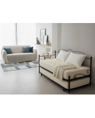 Dormeuse Nodo artigianale con rete estraibile. Divano e letto doppio (80x190), finitura Nero Opaco Satinato.