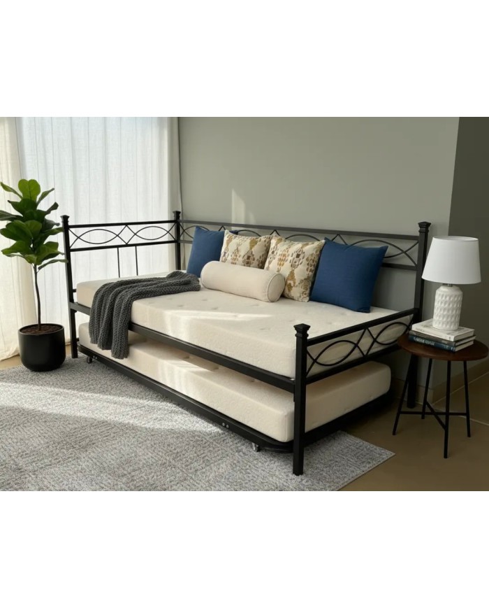 Dormeuse in Ferro Battuto Rosa Anna con Rete Estraibile | AESSEGI