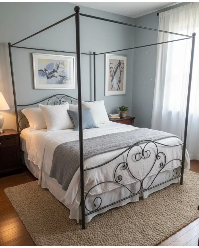 Letto Matrimoniale Ferro Battuto Sogno con Baldacchino | AESSEGI