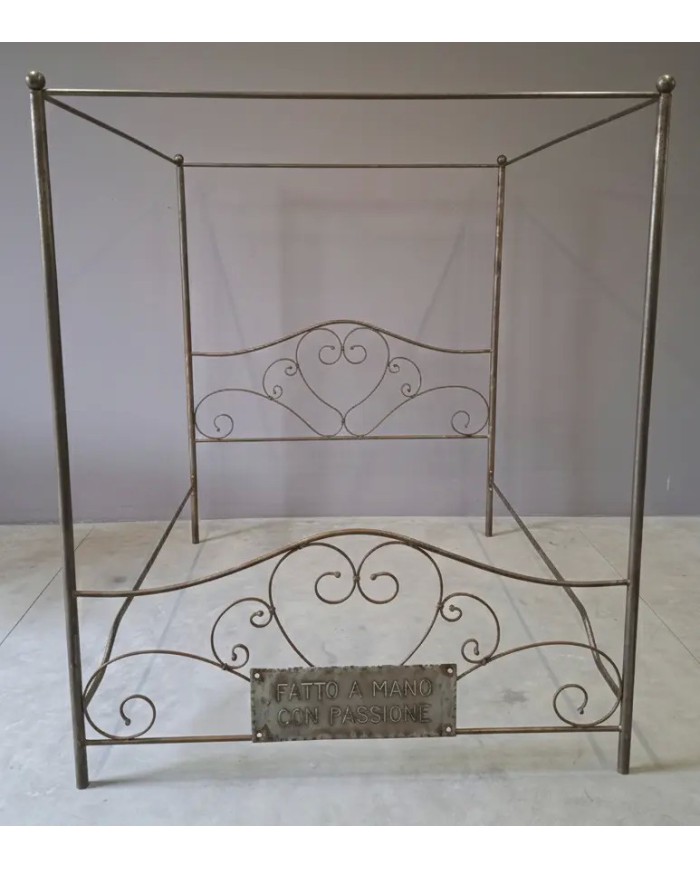 Letto Matrimoniale Ferro Battuto Sogno con Baldacchino | AESSEGI
