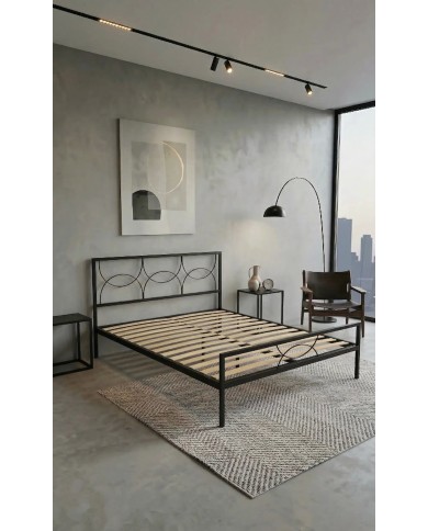 Letto Matrimoniale in ferro battuto Aura con rete a doghe inclusa | AESSEGI