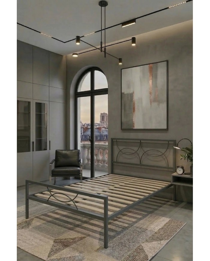 Letto alla francese in ferro battuto Aura con rete a doghe inclusa | AESSEGI