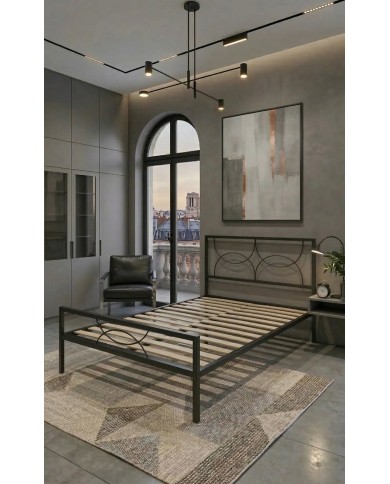 Letto una piazza e mezza in ferro battuto Aura con rete a doghe inclusa | AESSEGI