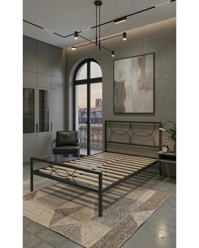 Letto una piazza e mezza in ferro battuto Aura con rete a doghe inclusa | AESSEGI