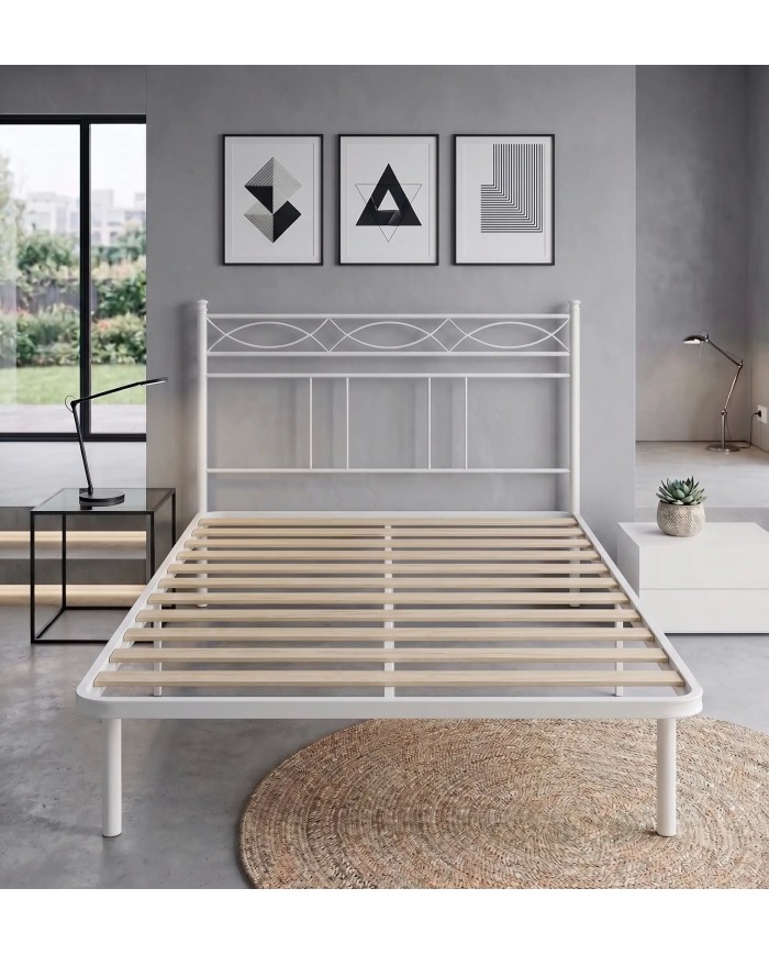 Testata letto alla Francese Rosa Anna | Ferro Battuto con Rete Integrata | Aessegi