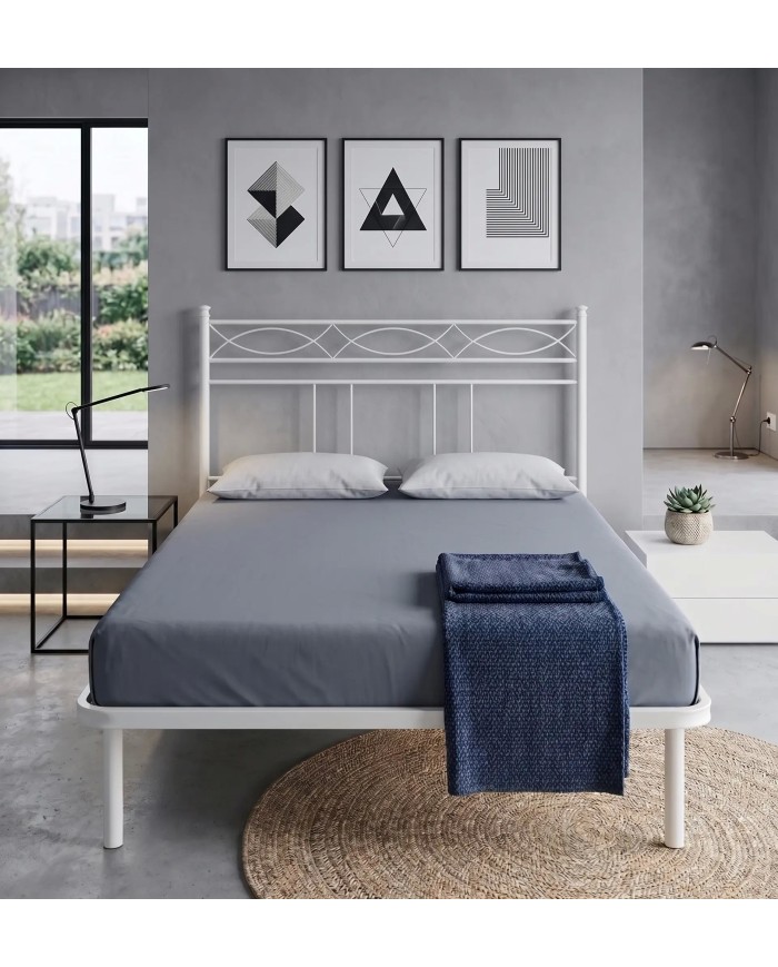 Testata letto alla Francese Rosa Anna | Ferro Battuto con Rete Integrata | Aessegi