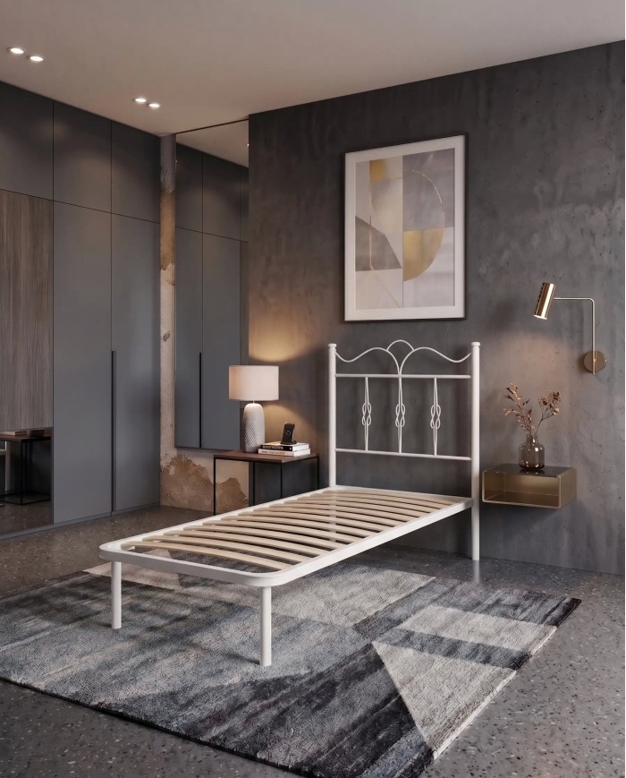 Letto Singolo Fiocco in Ferro con Rete Inclusa | AESSEGI