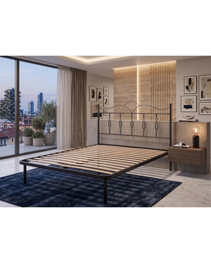 Letto alla Francese Fiocco in Ferro con Rete Integrata | Aessegi