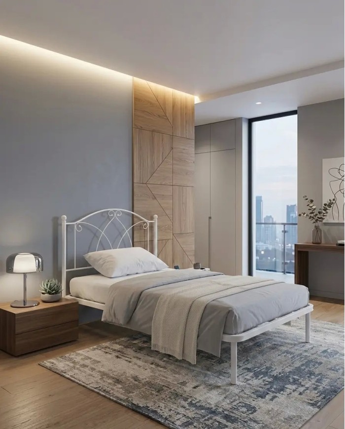 Letto Denise bianco un'armonia di archi che si intrecciano
