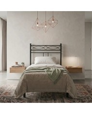 Letto singolo Rosa Anna, nero in ferro battuto personalizzabile per varie misure di materasso e in vari colori