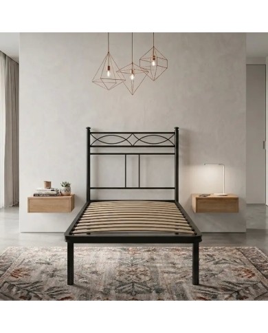 Letto Singolo in Ferro Bianco Rosa Anna con rete inclusa | Aessegi
