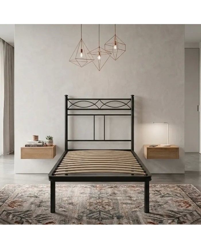 Letto Singolo in Ferro Bianco Rosa Anna con rete inclusa | Aessegi