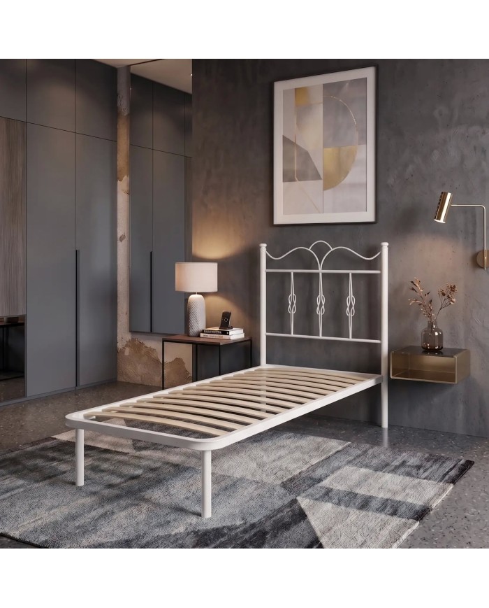 Letto Singolo Fiocco in Ferro con Rete Inclusa | AESSEGI