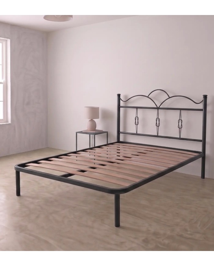 Testata letto una piazza e mezza  Fiocco Ferro Battuto con Rete Integrata | Aessegi