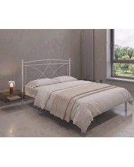 Il letto Tiffany matrimoniale bianco si distingue per la testata geometrica con rombo centrale e linee curve