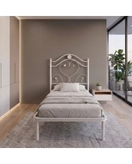 Il letto singolo Cuore bianco testata con un cuore artiginale