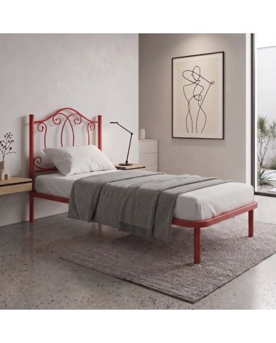Letto singolo Marta rosso con archi intrecciati