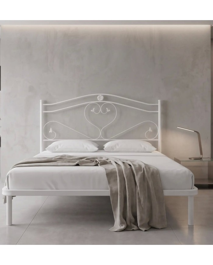 Letto Matrimoniale Cuore in Ferro con Rete Integrata | Aessegi