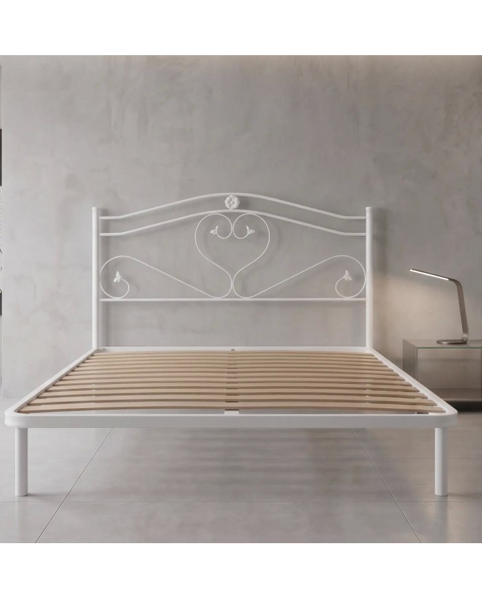 Letto Matrimoniale Cuore in Ferro con Rete Integrata | Aessegi