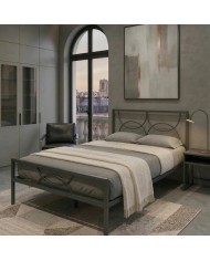 Letto alla francese Aura con rete a doghe integrata In ferro