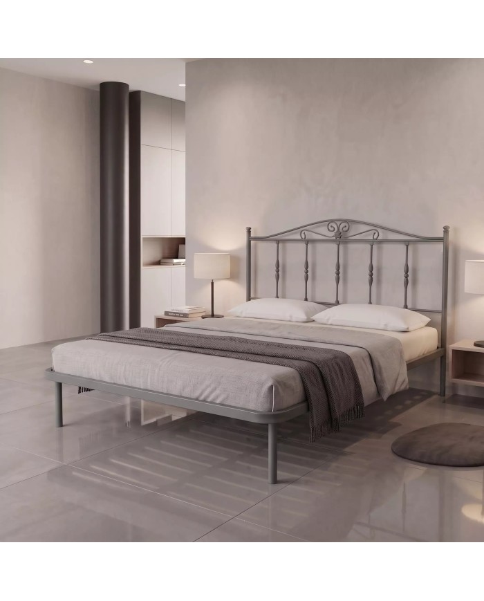 Letto Matrimoniale Damasco in Ferro con Rete Integrata | Aessegi